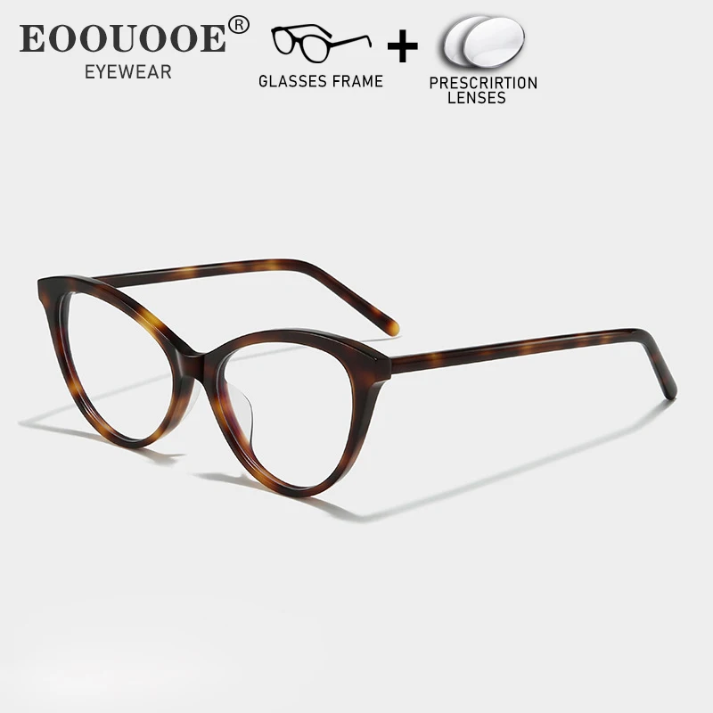 

Women Acetate Cat Eye Optical Eyewear With Prescription Myopia Progressive Lenses Scratch Resistant Eyeglasses Custom Recipe