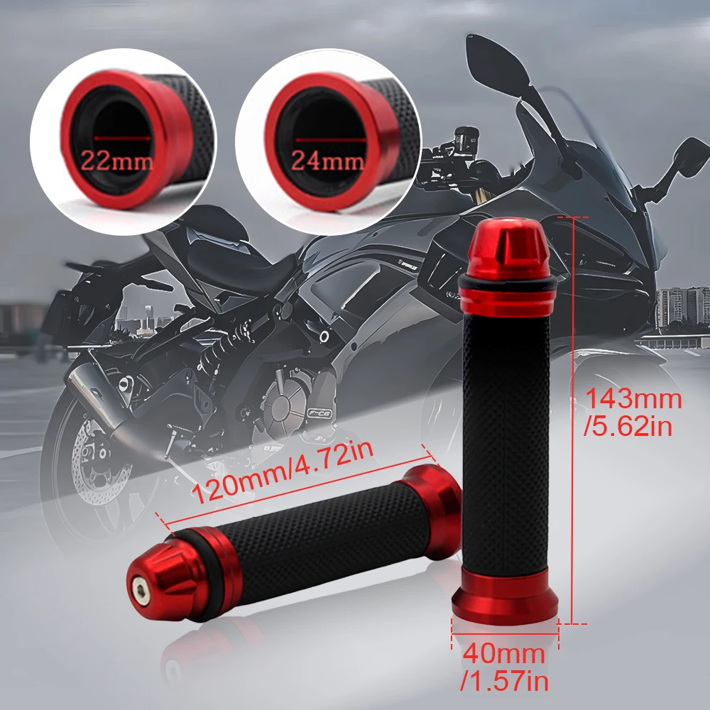 Motorcycle CNC Hand Grips Aluminum Rubber Gel Handlebar For Motorcycle ATV Five colors to choose from Red/Blue/Gold/Silver/Black