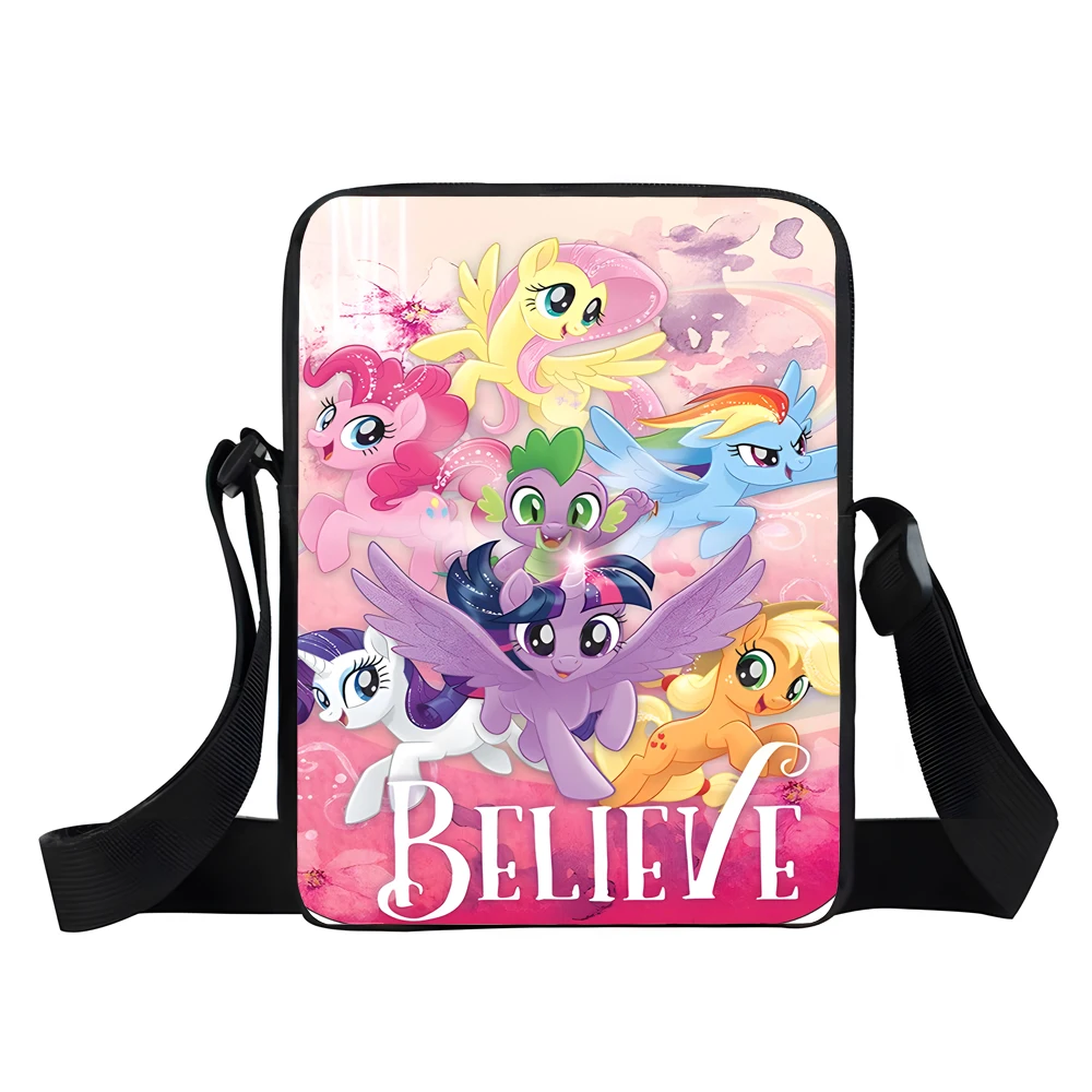 

Boy Girls artoon My L-little P-pony Printed Shoulder Messenger Bag Child Casual Handbag Men Women Phone Bag Shopping Bag