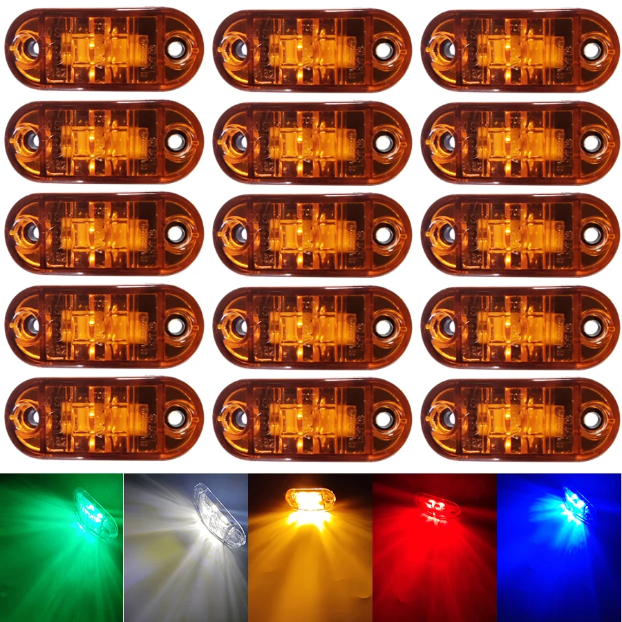 

20/10PCS12V 24V LED Side Marker Lights Front Rear Clearance Indicator Lamp Truck Accessorie for Scania Trailer BUS Van Caravan