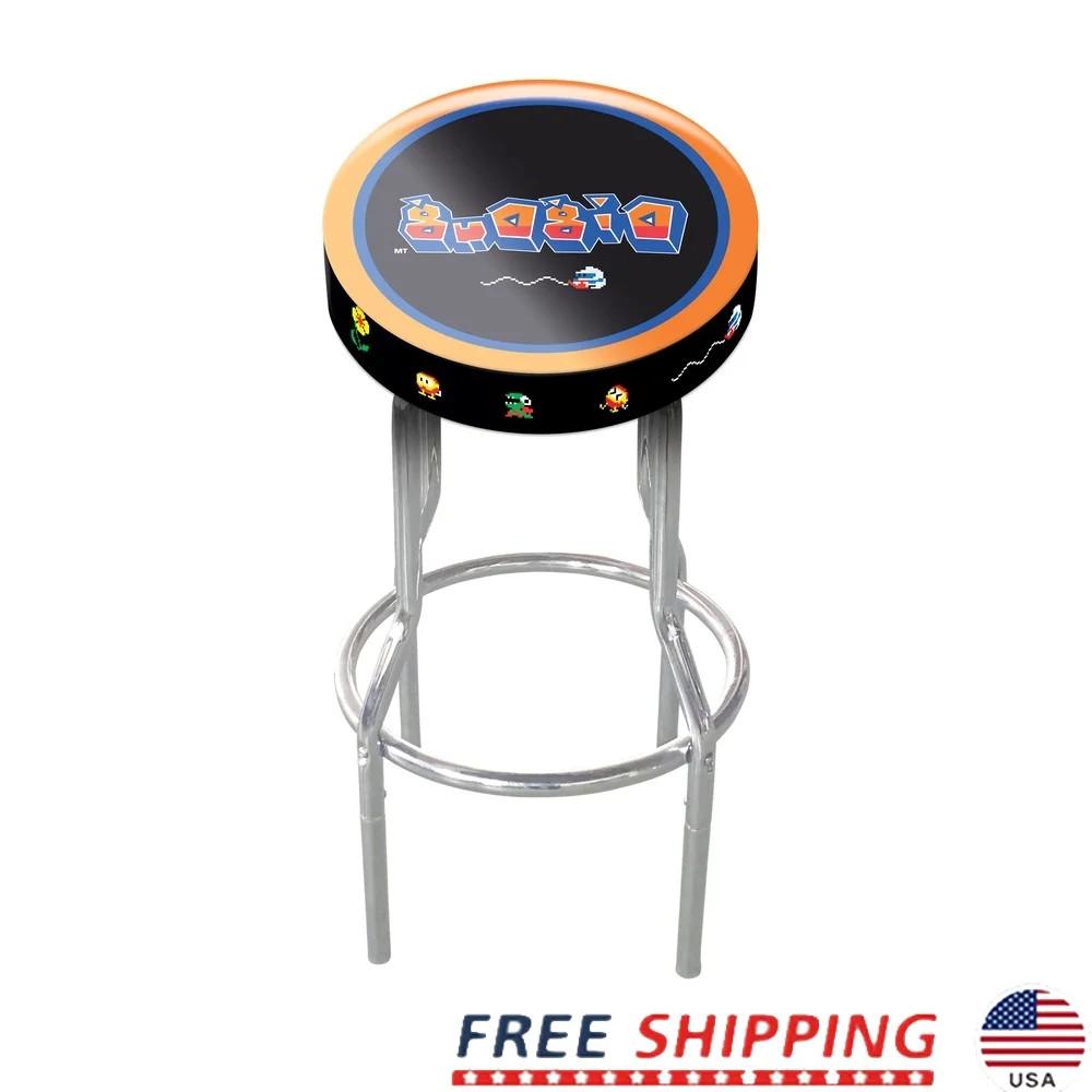 

Adjustable Height Gaming Stool Set of 2 Comfortable Foam Padded Stools with Chrome Legs Footrest Kitchen Use