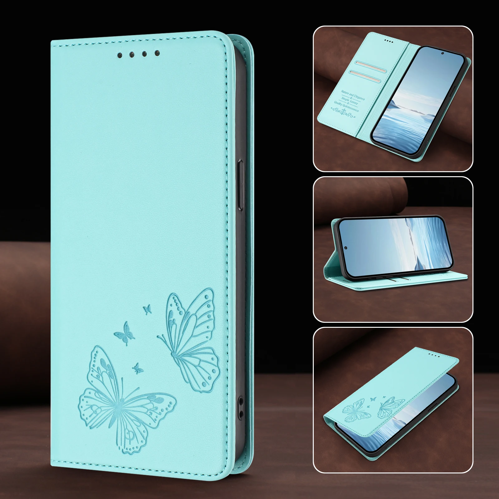 Capa Carteira de Couro Borboleta Dupla para BLU Bold N4 K50 K10 G54 G53 G95 G64 C9 View 5 Pro Speed 5G com Fecho Magnético