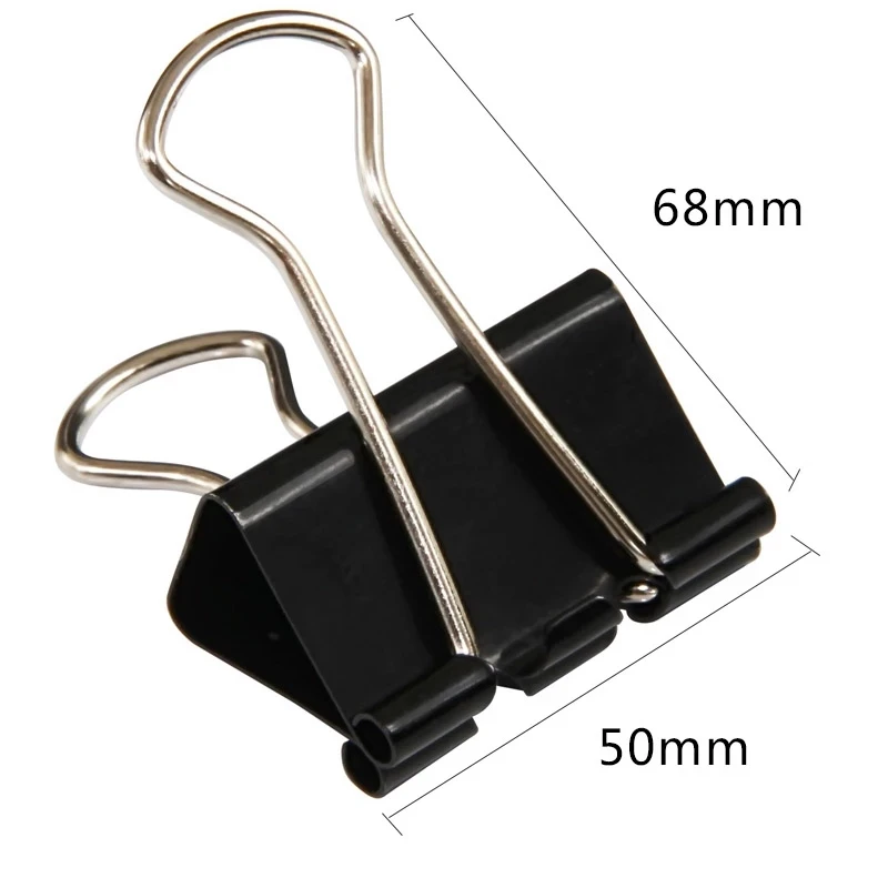 6PCS Metal Clips Paper Clip 51MM Office Learning School Supplies Stationery Binding Supplies Files Documents Black Binder Clips