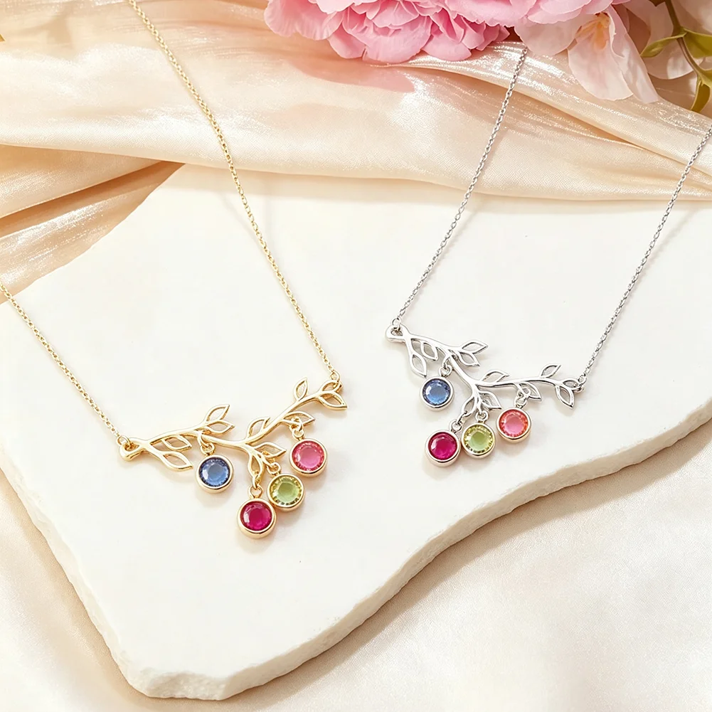 Birthstone Necklace for Mom Personalized Mother's Day Gift Mum Jewelry Gift for Her Family Tree Branch Mom Jewelry