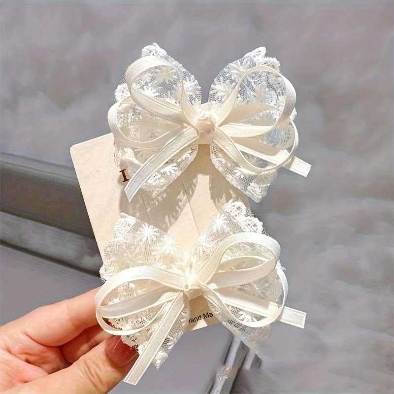2 Stück koreanische Casual-Spitzenschleifen / koreanische Mädchen-Charm-Spitzenspangen / geeignet für Dates, Reisen und Freizeit. – Detail 2