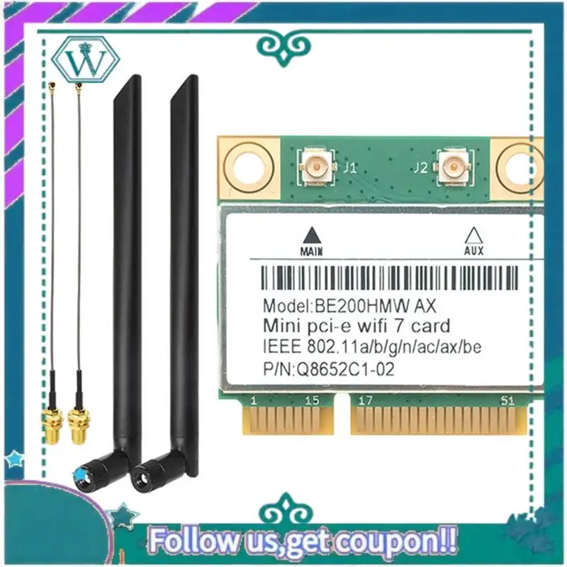 A75Q-Wifi 7 PCI-E Wifi Card BE200 BE200HMW 8774Mbps 2.4G/5G/6Ghz For Bluetooth 5.4 802.11BE Network Adapter
