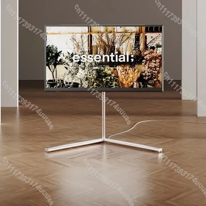 55 65 Inch Mobile TV Stand with Wheels Vertical Floor Mount Rolling Cart Movable Holder for Living Room Bedroom Silver