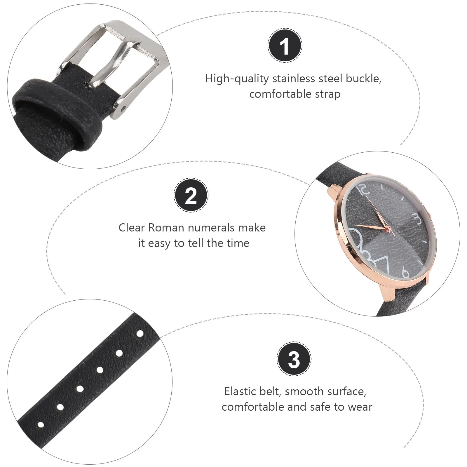 

1Pcs Fashionable Quartz Watch Women Lady Wrist Watch Comfortable Strap Durable Adjustable Casual Wristband