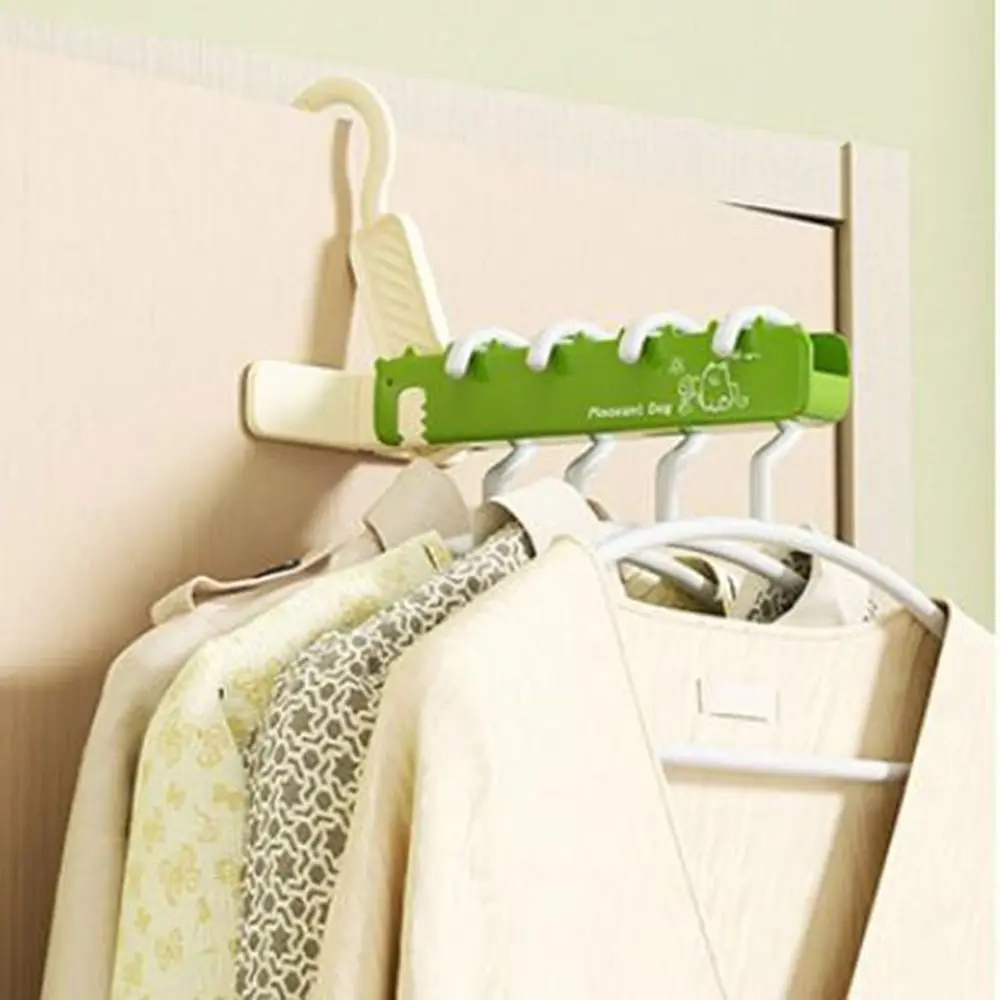 

3Pcs Plastic Dinosaur Folding Hanger Cartoon Design Space Saving Foldable Travel Hanger Hanging Clothes Drying Rack Bedroom