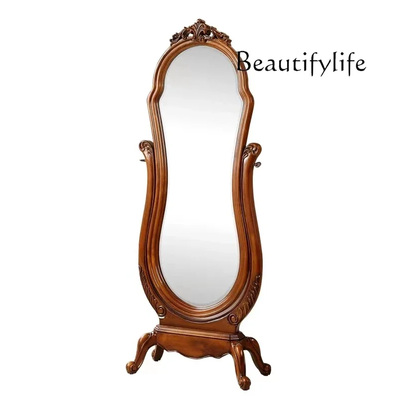 

vertical fitting mirror luxury European designer fashion American dressing mirror floor-to-ceiling solid wood home