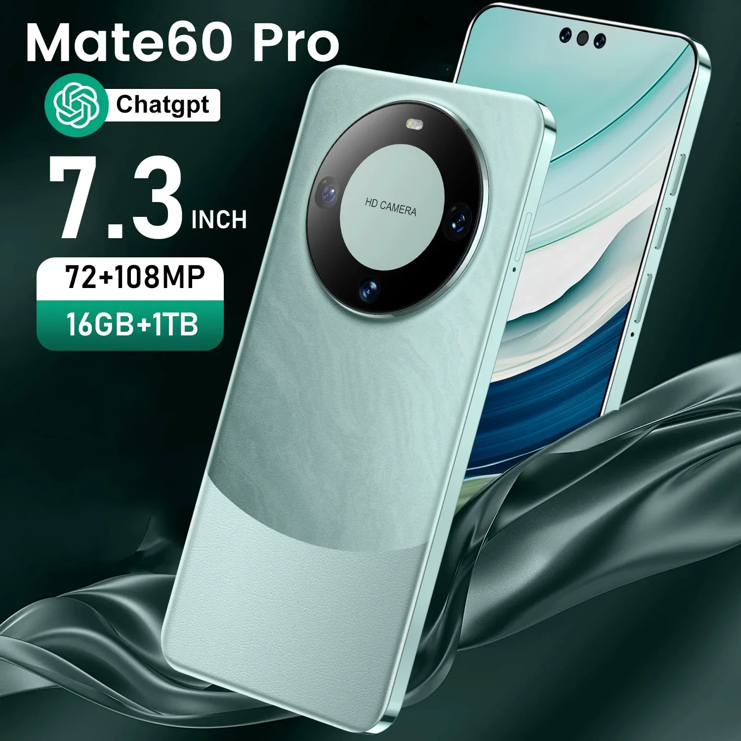 Hot Model Mate60 Pro Smartphone Mobile Phone 7.3 Large Screen HD Original Mobile Phone Global Version Mobile Phone Cheap Celular