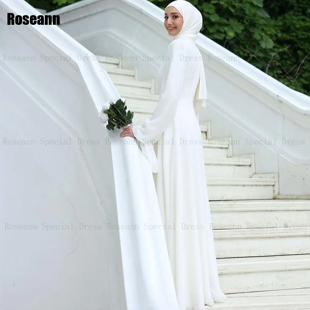 Muslim 2024 New High Quality Ivory A-line Wedding Dresses Draped Pleat Satin Brush Train Floor Length Bride Dress robe de mariée