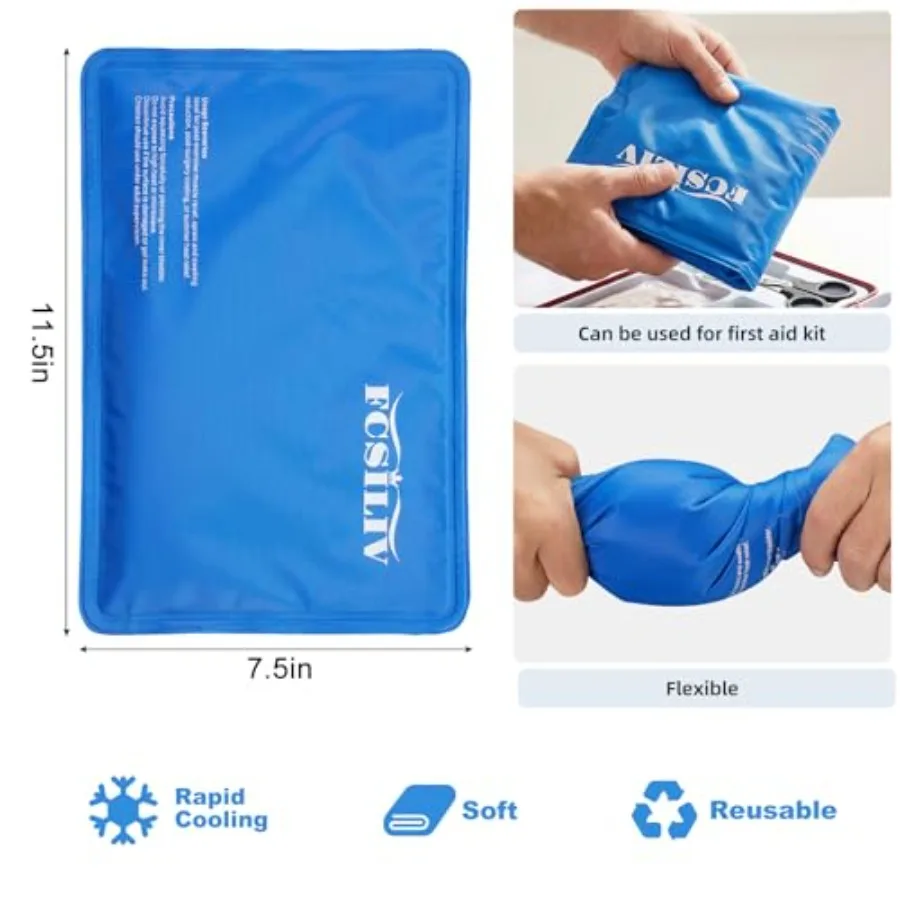 Reusable Ice Packs for Injuries - Flexible Ice Pack for Injuries - Gel Cold Pack Stays Soft When Frozen for Shoulder, Knee, Ank