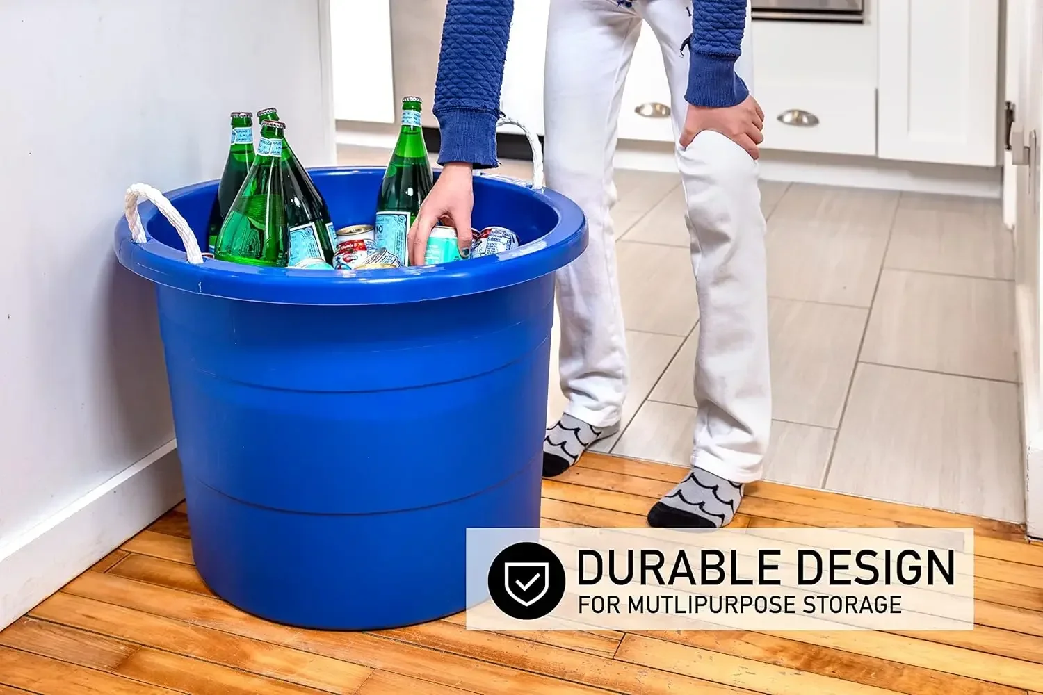 Easy-Access Storage Rope Handle Tub, 19 Gallon, Blue, 2 Count (TU0335)