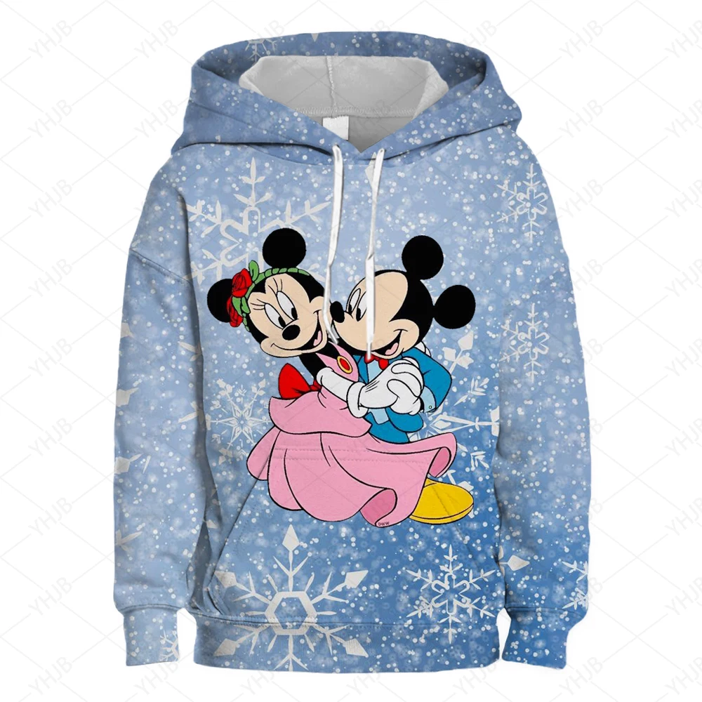 2024 New Girls\' Sweatshirt Disney Lilo&Stitch Pattern Merry Christmas Print Casual Wear Short Pullover Long Sleeve Top ﻿