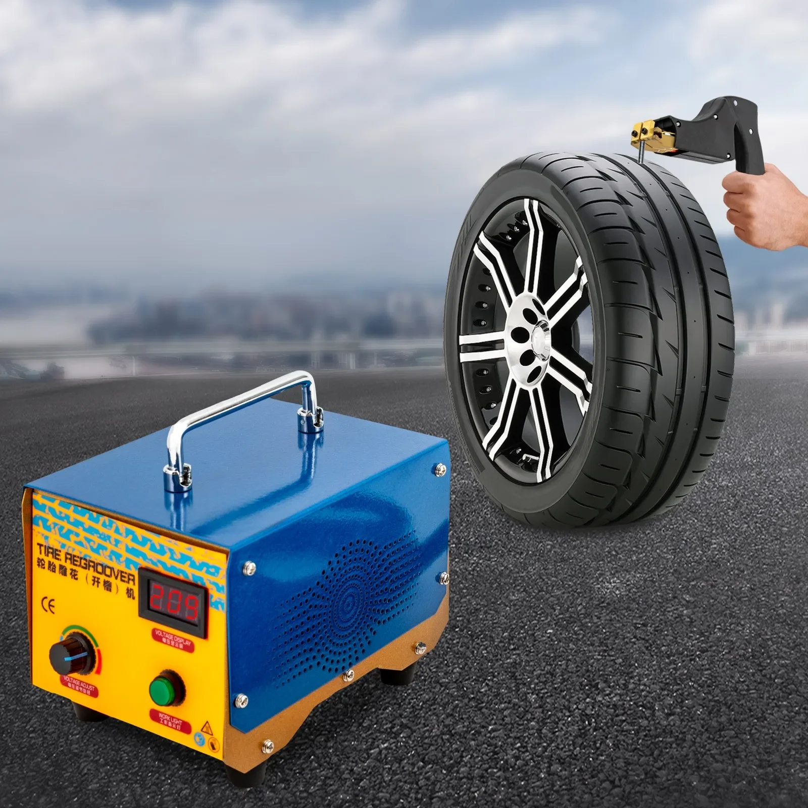 

1000W Tire Slotting Machine with 20 Blades, Truck Tire Trimming Tool Kit for Deepening Tread Patterns or Refurbishing Old Tires