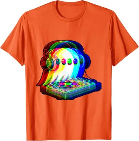 House Music Ghost Dj Optical Illusion EDM Halloween Rave DJ T-Shirt Humor Lustiges Rock Grafik Outfit Kurzarmblusen Y2k Top – Detail 5