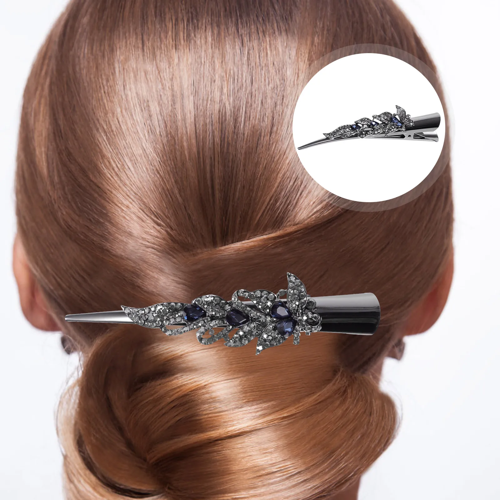 

Sparkling Crystal Alligator Clip Bling Duckbill Barrette Decorative Accessory For Wedding Party Daily Wear Rhinestone Small