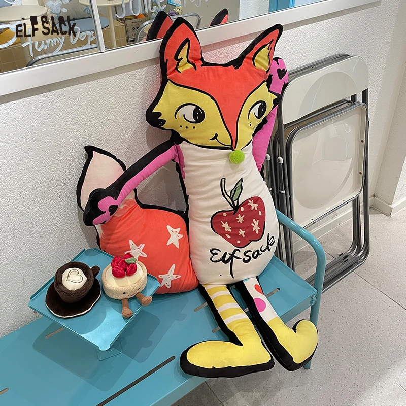

ELFSACK 2025 Autumn New Arrival Playful Classic Fox-Shaped Colorful Soft Cushion