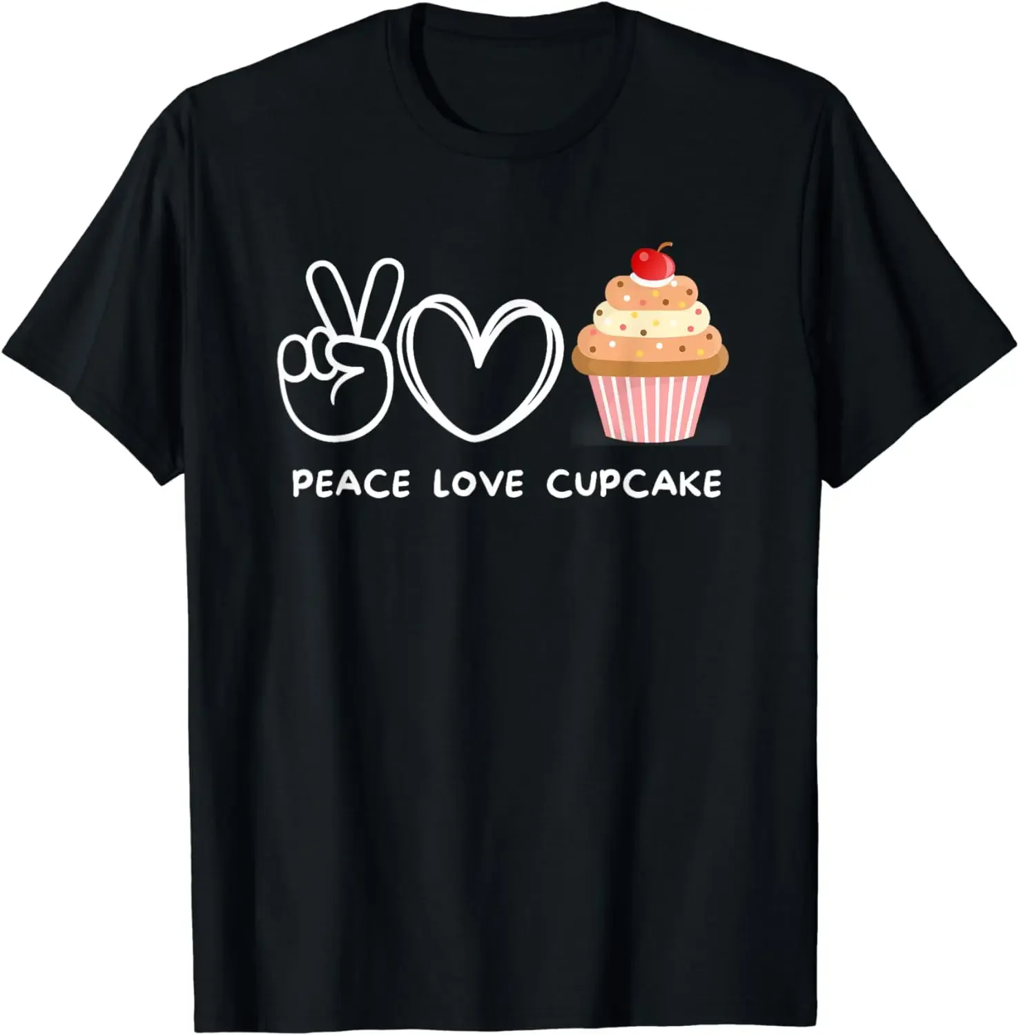 Peace, Love Cupcake Retro Cupcake Lover Sweets Lover T-Shirt Women Clothes Tops Graphic T Shirts Ropa De Mujer Harajuku