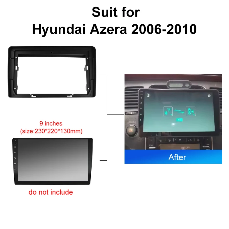 لشركة هيونداي أزيرا 2006 2010 أندرويد راديو السيارة تركيب فآسيا الإطار مشغل وسائط متعددة لوحة داش جبل عدة