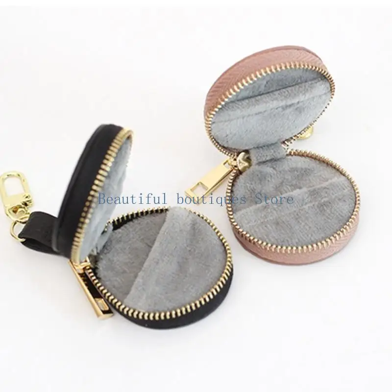 

U4LF Compact Leather Jewelry Box Compact Leather Jewelry Travel Bag Neat Jewelry Organizer for Earrings and Rings