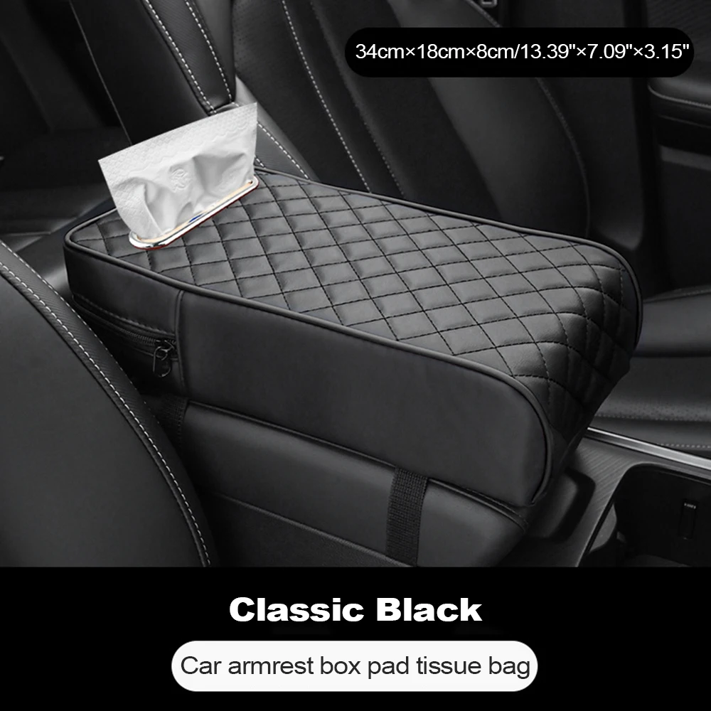 Universal PU Leather Car Armrest Cushion Armrest Box Mat Car Armrest Box Cover Arm Rest Pad for Suvs Auto Trucks Vehicles