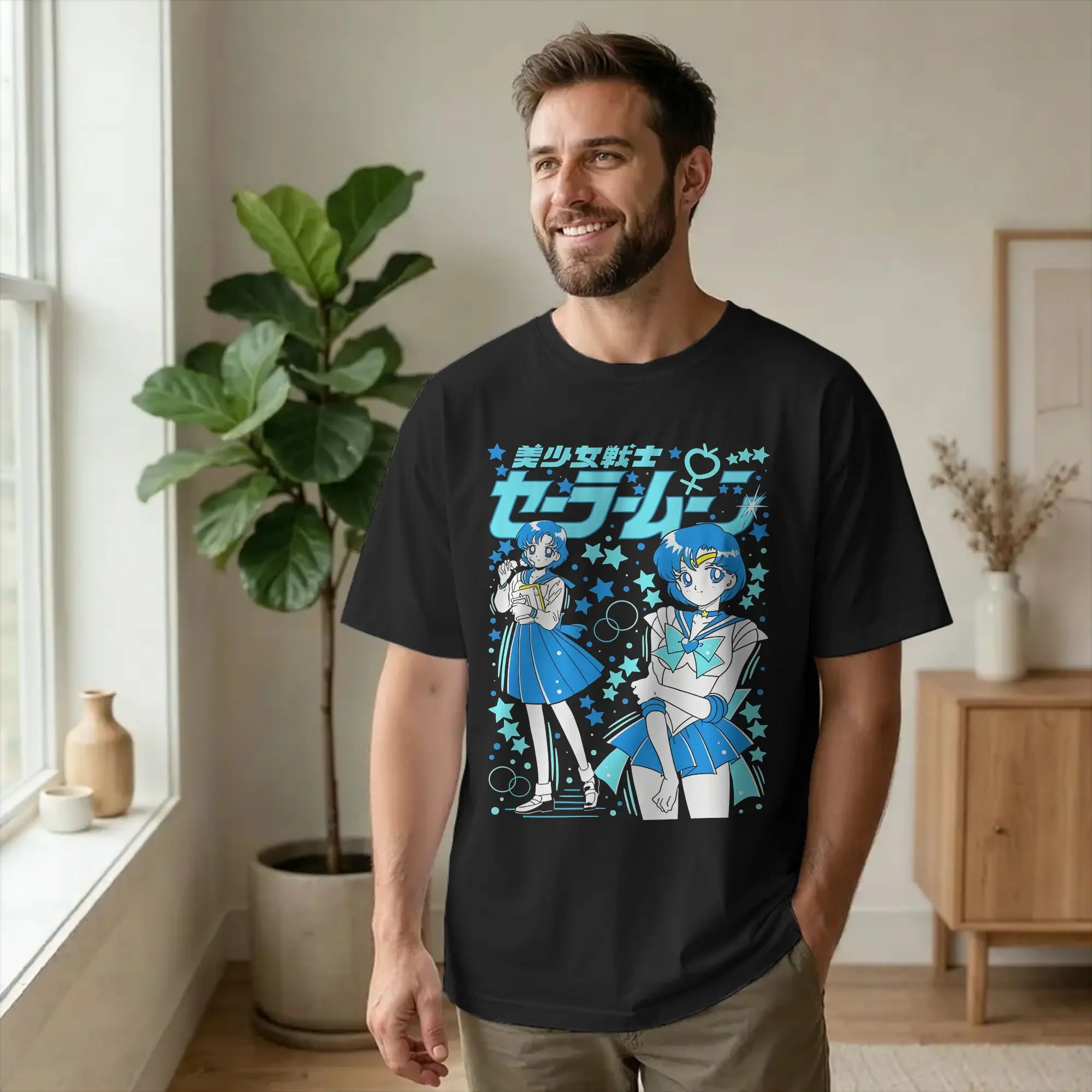 Sailors Moons Ami Mizuno T-Shirt Men Cotton Tops Funny  Crewneck Short Sleeve
