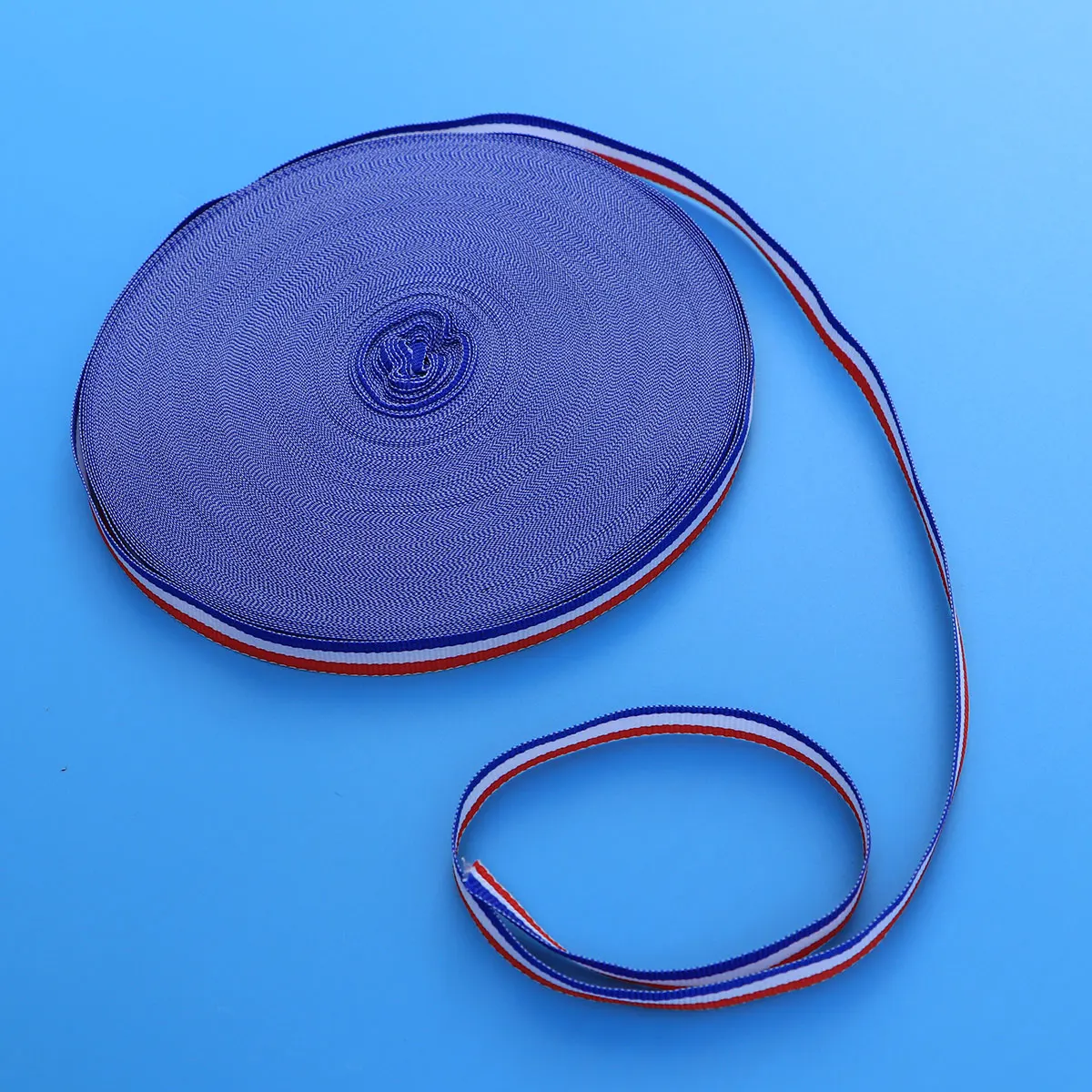 

50M Polyester Stripes Ribbon 1Cm Red White Blue Durable For Wedding Crafts Sewing Gift Wrapping Eco Friendly Strong