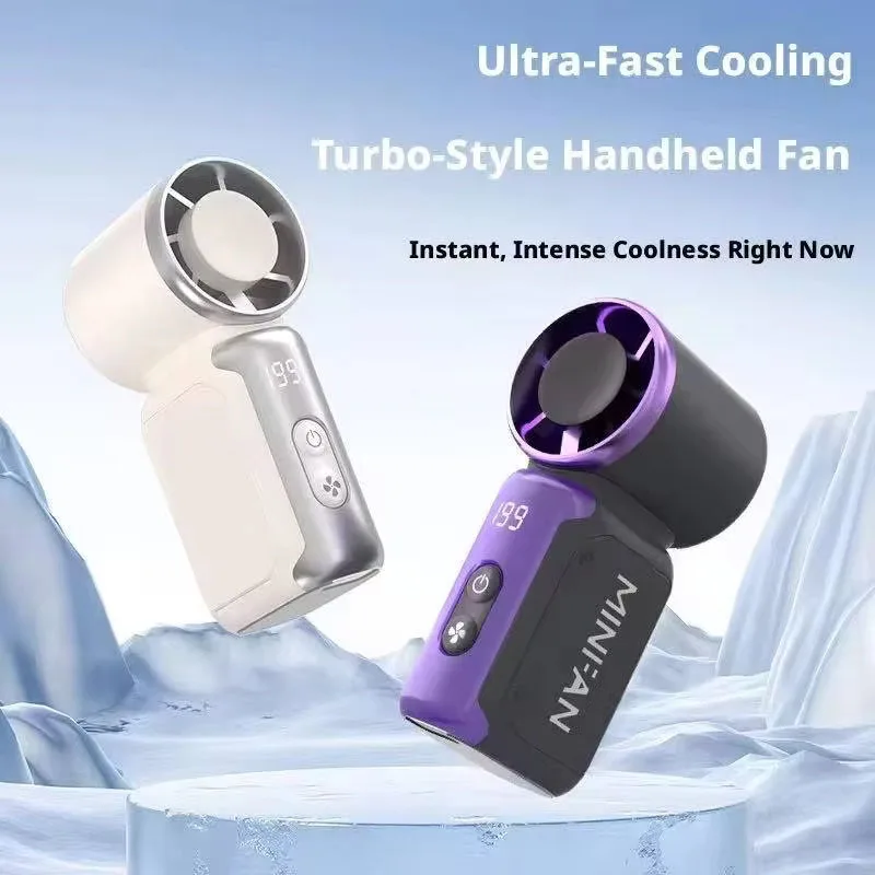 

Portable Mini Handheld Turbo Fan LED Display High Speed Rechargeable Fan for Outdoor Cooling & Desk Use