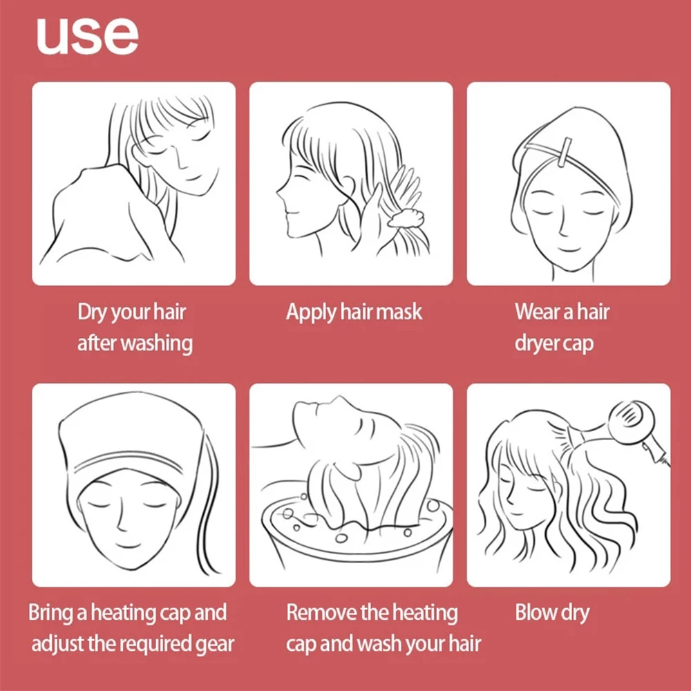 Adjustable Heating Hair Cap Electric Hair Cap Hat Salon Thermal Treatment SPA Nourishing Hair  Care Styling Spa Home Salon Tool