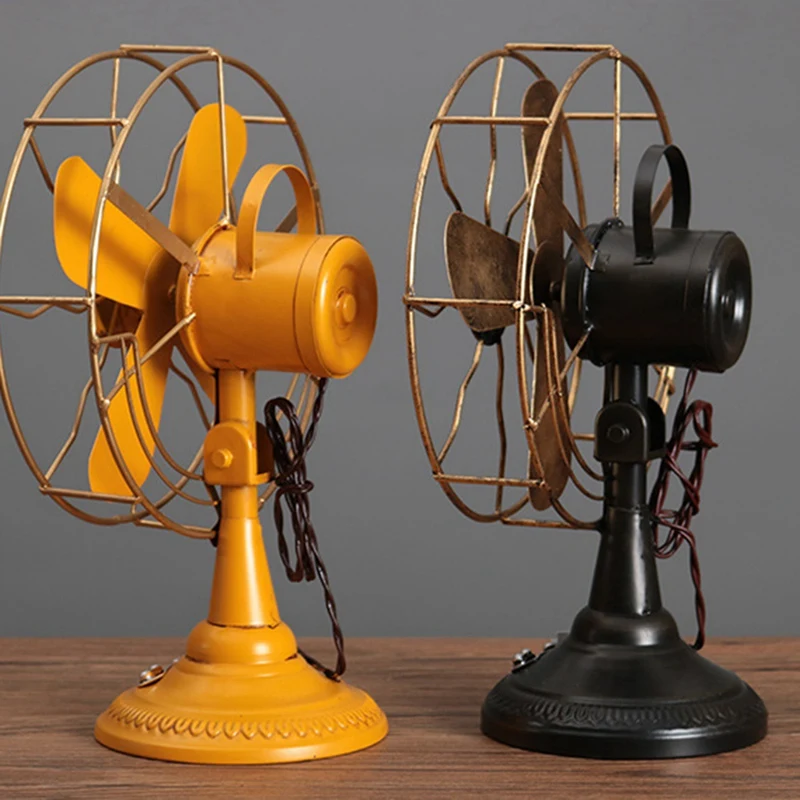 Simulation Electric Fan Vintage Model Crafts Bar Cafe Decoration Ornaments Photography Prop Retro Fan Furnishings