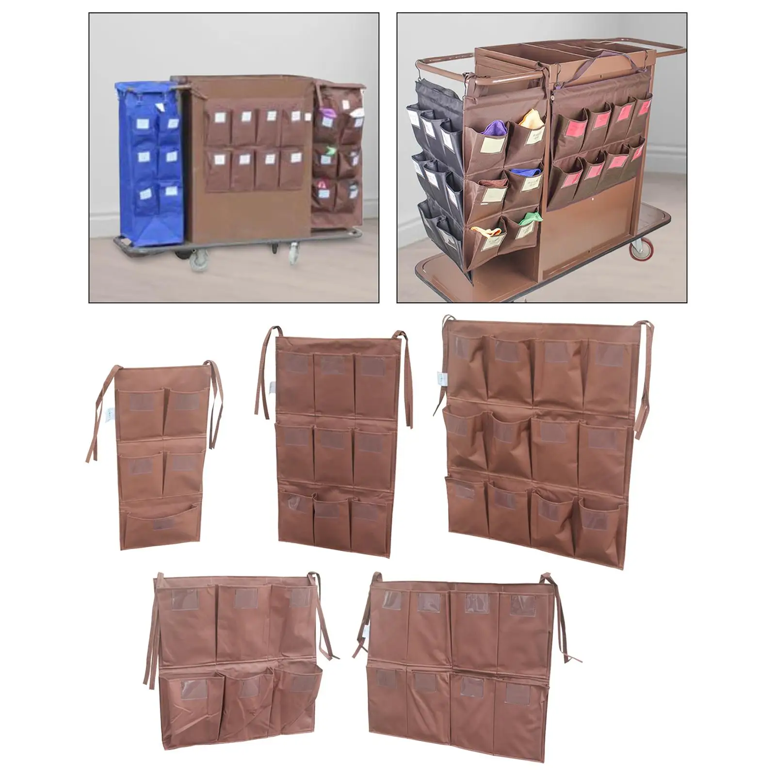 

Сумка-органайзер для чистящей тележки с прозрачной заменой этикетки, многофункциональная сумка для чистки для уборки отеля