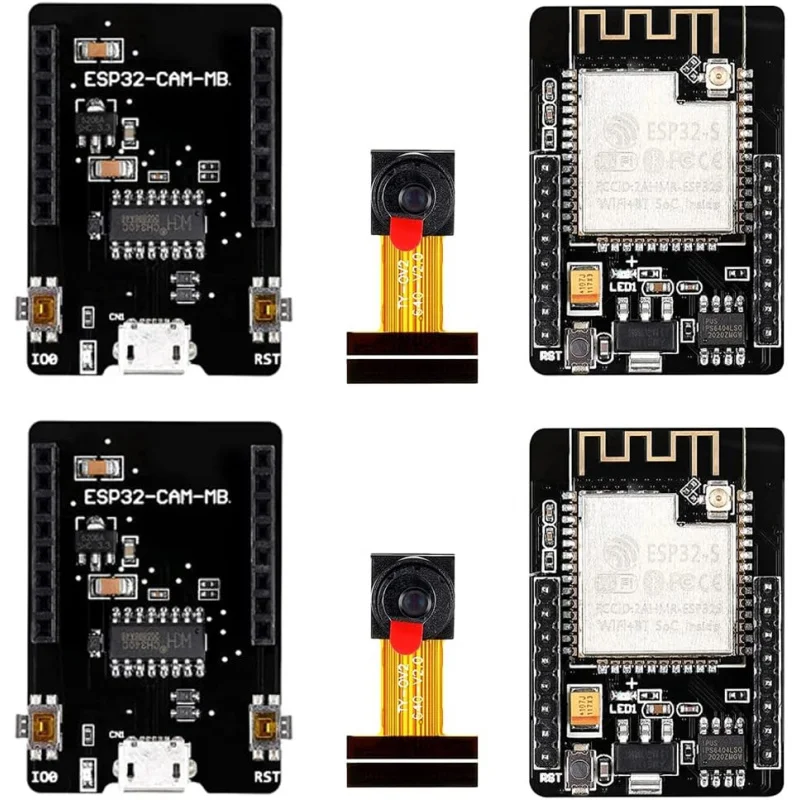 2pcs ESP32-CAM Camera Module with OV2640 2MP, WiFi Bluetooth Board 240MHz, Micro USB CH340, TF Card Slot
