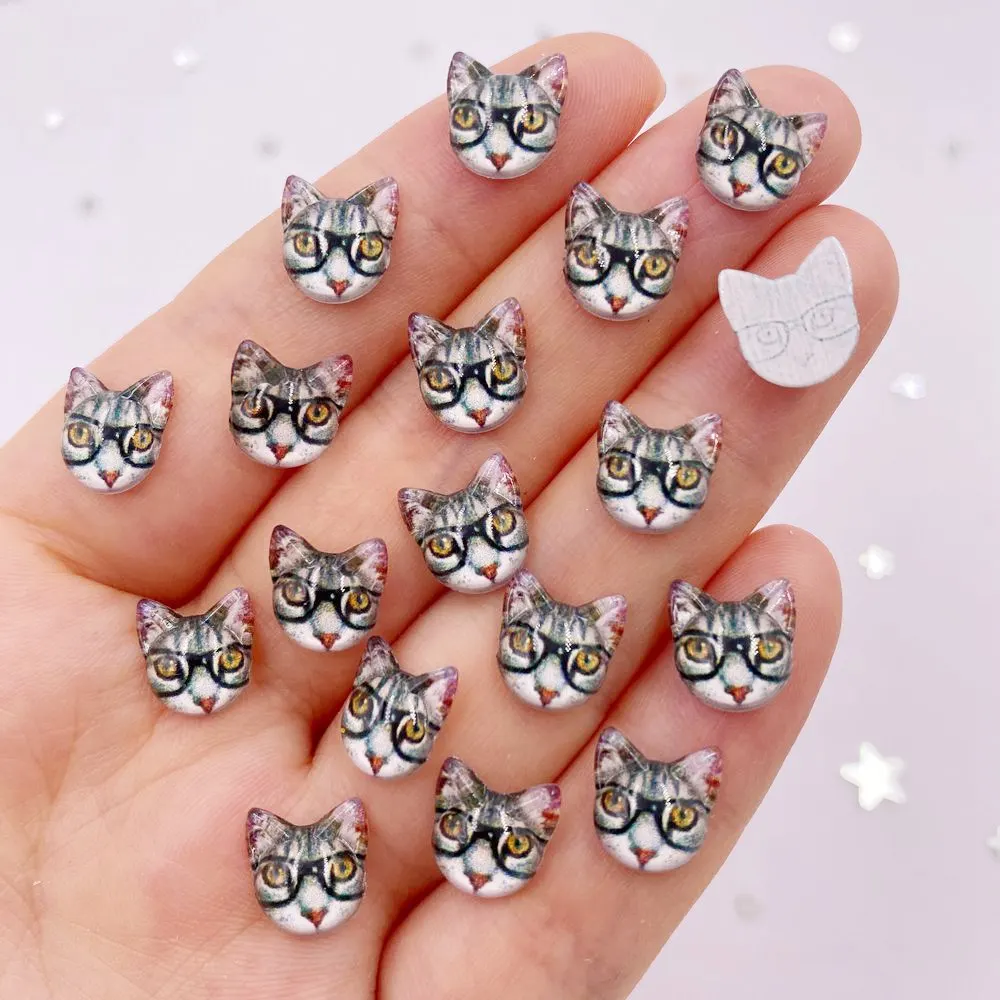 50 pz Resina Carino Colorato 10mm Gatto Gemma di Cristallo Flatback Strass Cartoon Gattino Applique FAI DA TE Scrapbook di Nozze per Unghie