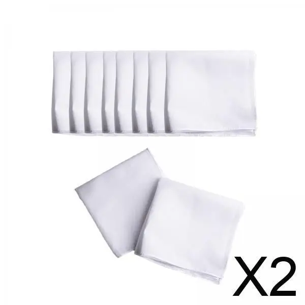 2x10 قطع القطن المنديل للرجال دعوى الصلبة مناديل بيضاء DIY بها بنفسك الحرف 20 سنتيمتر x 20 سنتيمتر