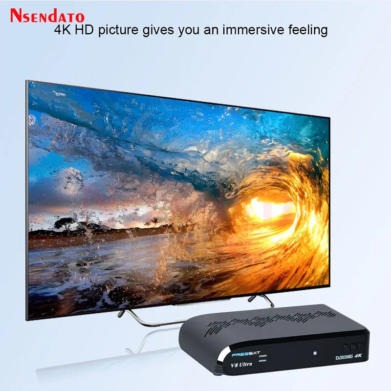 FREESAT V8 Ultra 4K UHD DVB-S2X/S2/S/T2/T/C Приемник спутникового телевидения PAL/NTSC ТВ-декодер Поддержка H.265 1000M Wi-Fi LAN USB-ключ