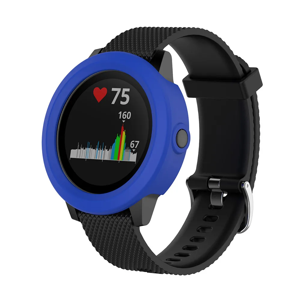 2Pcs Protective Watch Case Silicone Cover Anti-Fall Scratch Proof Smart Watch Frame Compatible with Garmin Vivoactive3 Red Blue