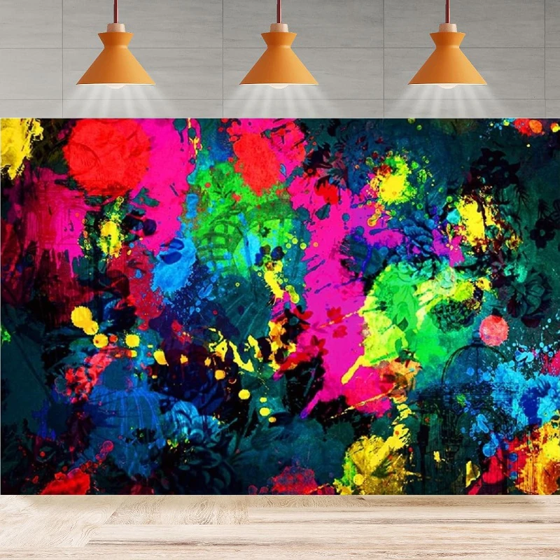 Neon Photography Backdrop Lets Glow Colorful Graffiti Abstract Painting Baby Shower Birthday Background Home Party Backdrop Wall