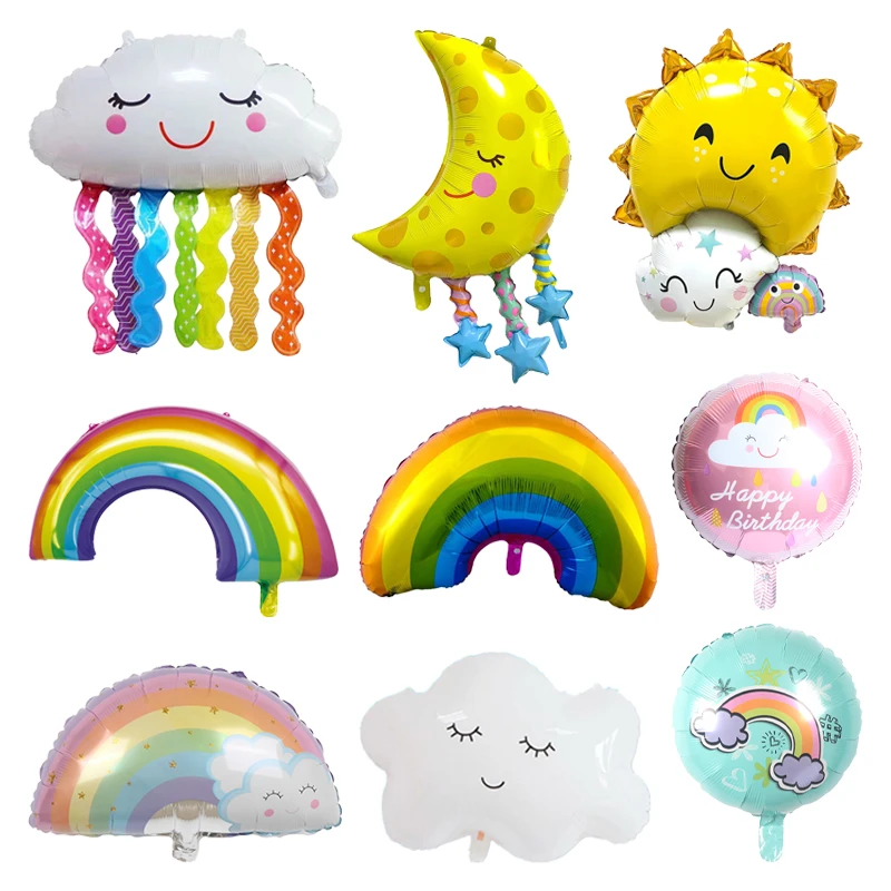 Smile White Cloud Rainbow Foil Balloons Sun Moon Kids Toy Ballon Boy Girl Birthday Party Decorations Baby Shower Globos