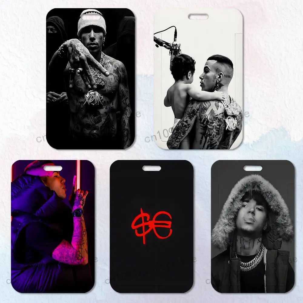 

Rapper S-Sfera E-Ebbasta Badge Holder Pass Bus Work Card Cover Chest Pocket Students Gift ID Card Holder
