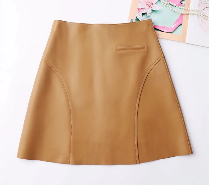 

High Waist eepskin Leather Skirt Women's A-Line Skirt Simple Sle Autumn Winter New Arrival f Body Skirt