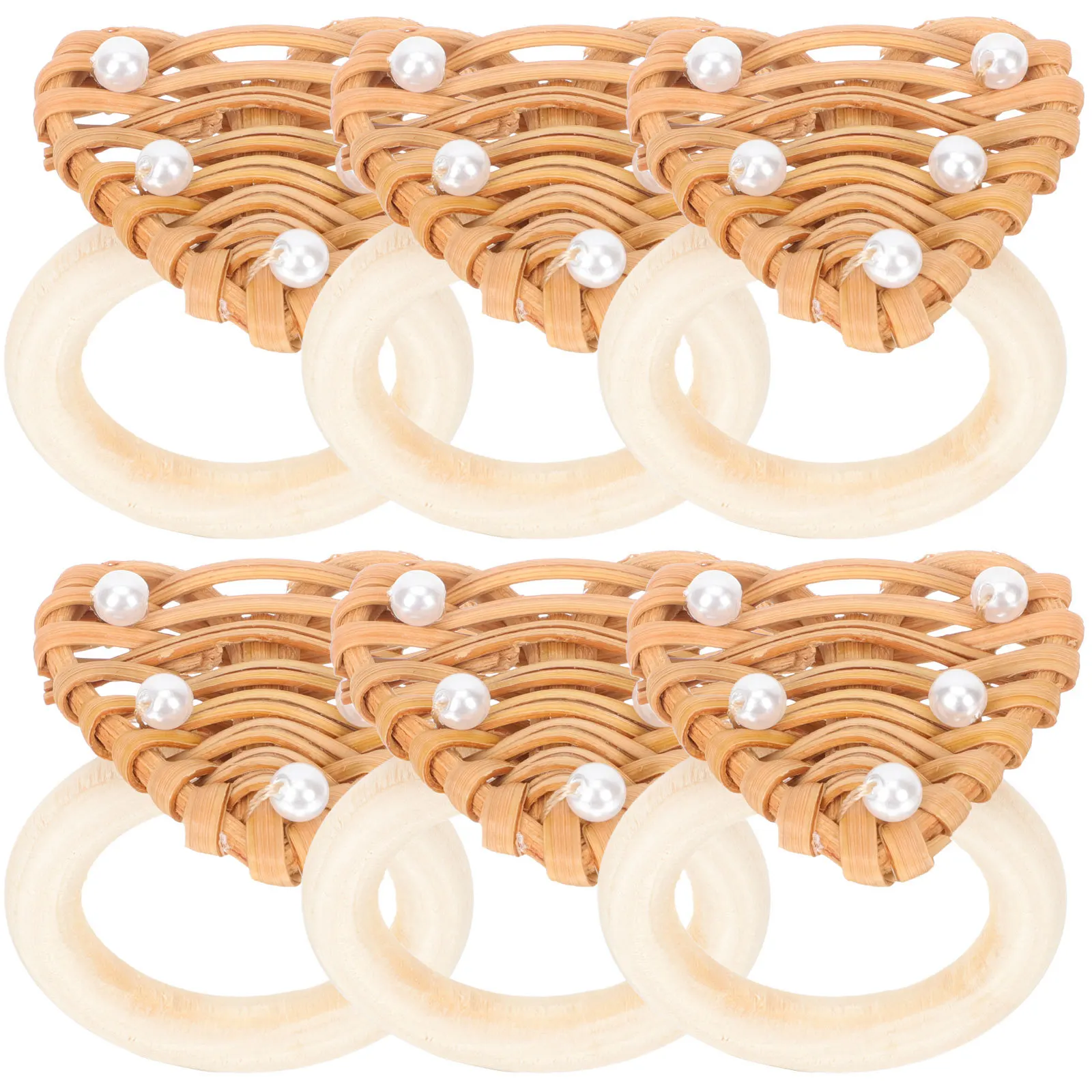 

6Pcs Napkin Rings Heart Shape Woven Rattan Rustic Dining Table Decor Valentine Wedding Banquet Love Napkin Ring