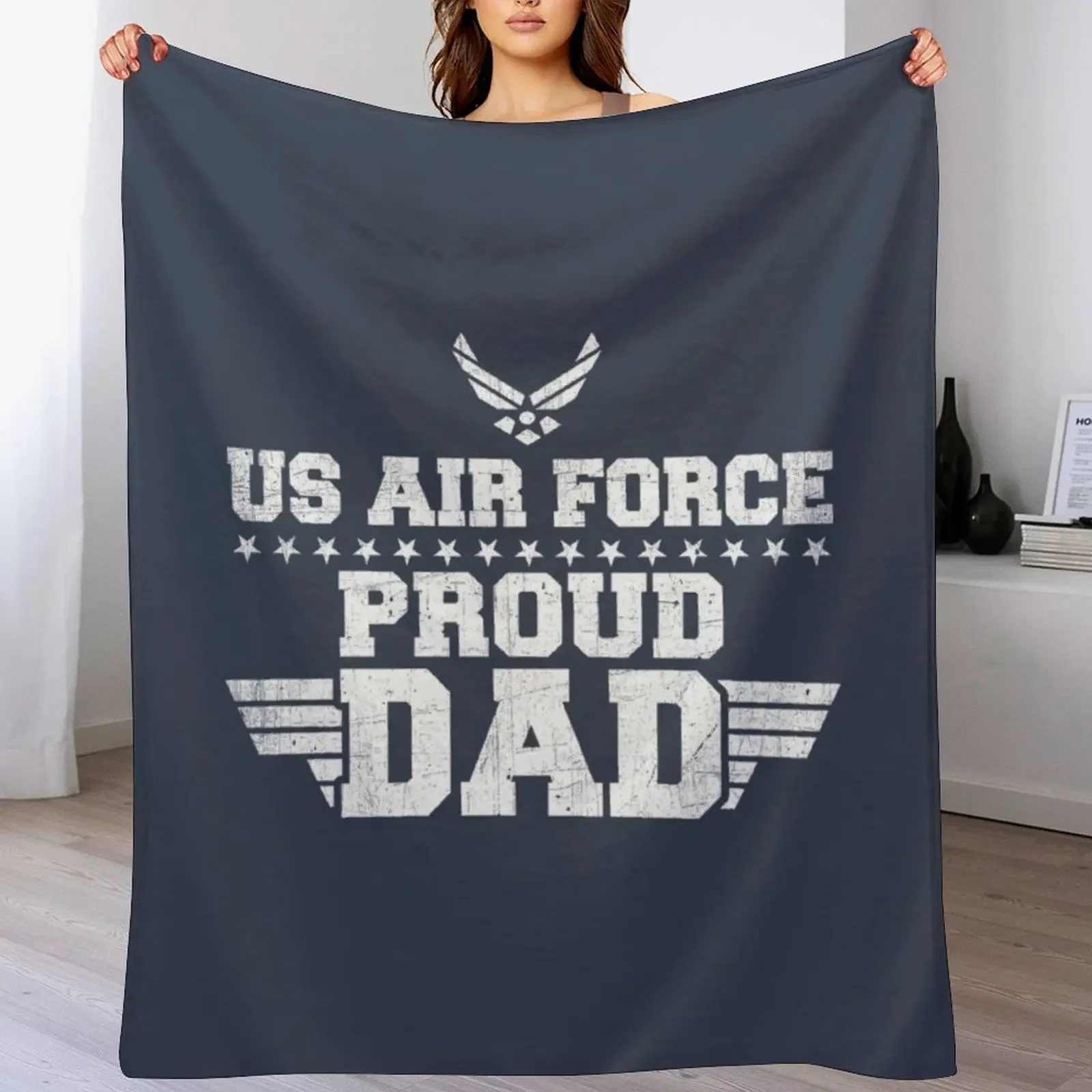 

New Men USAF Proud USA Air Force Dad Military Veteran Pride Throw Blanket Thin Soft Blanket for Summer Night Sleeping