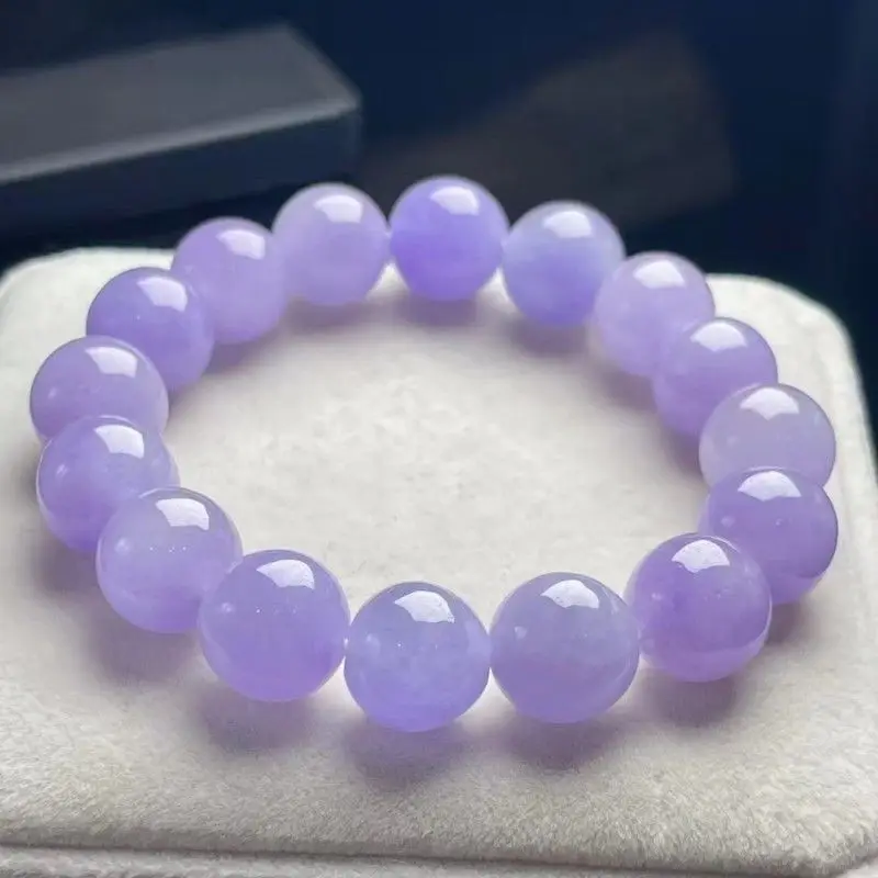 Quartz Rock Jade Bracelet Ice-like Emerald Violet Large round Beads Bracelet Jade Glutinous Purple Bracelet for Men and Women