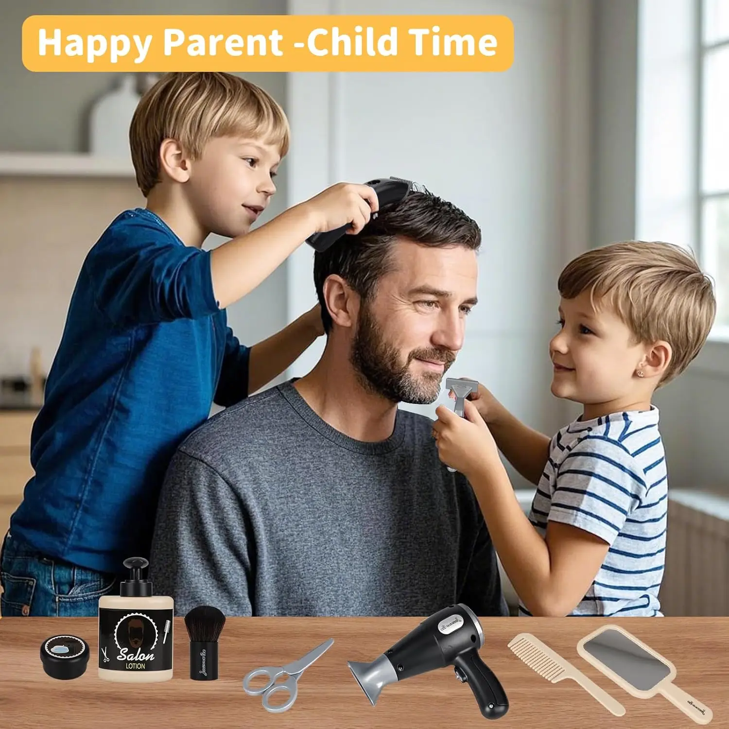 Fun Simulation Role Playing Barber Pretend Play Hair Dryer Storage Waist Bag Set Boys' Puzzle Birthday Christmas Toy Gift