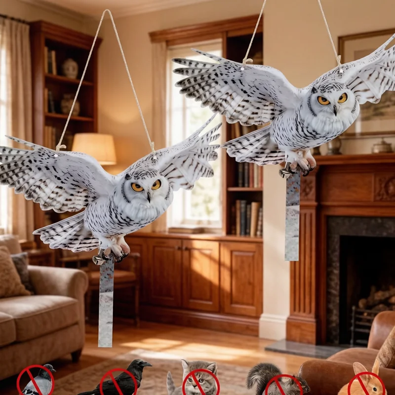 Reflective Waterproof Artificial Owl Scarecrow Bird Scarer Pest Control Repellent Deterrent Decoy Outdoor Garden Yard Orchard