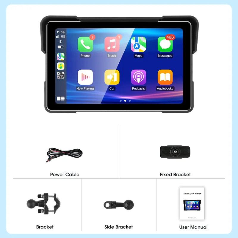 5/7 inch Draadloze Carplay Motorfietsen Navigatie GPS Android Auto 1080P/2K DVR Draagbare Moto Scherm IPX7 Waterdicht PhoneLink