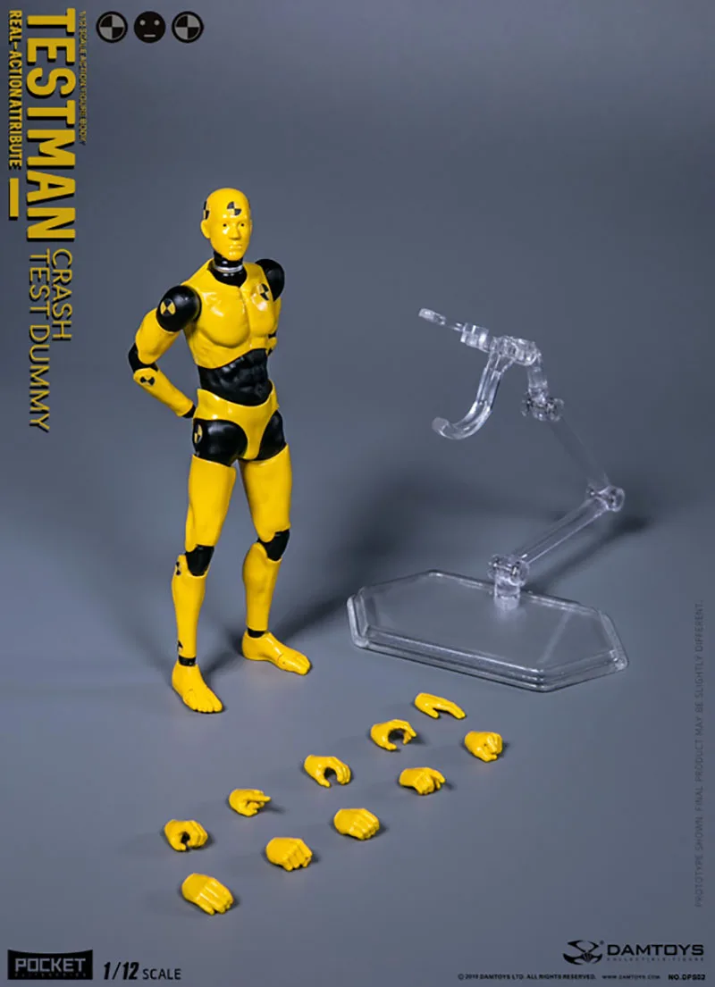 

1/12 DAMTOYS DPS02 Flexible Testman Crash Test Dummy 6" Action Figure Yellow Toy