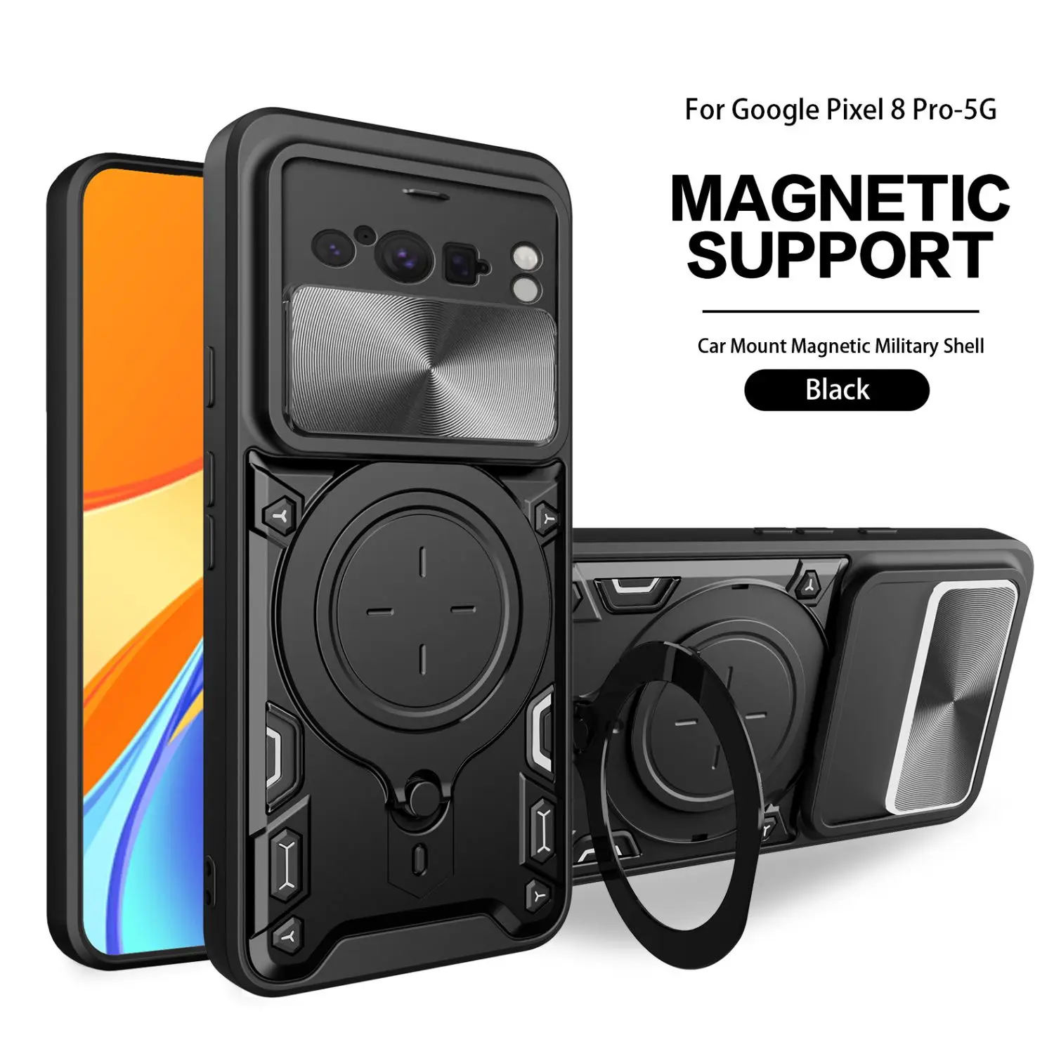 

Metal Big Ring Holder Kickstand Phone Case For Google Pixel 8 Pro Magnetic Case For Magsafe Wireless Charging Cover for Pixel 8